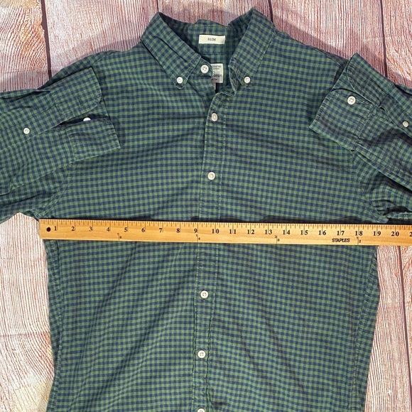 J.Crew Men’s Medium Slim Secret Wash Stretch Shirt Green Blue Check Button Down - Picture 7 of 10